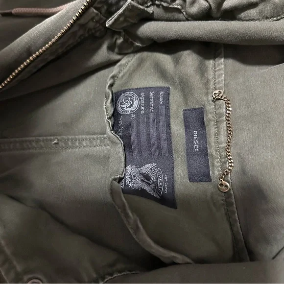 DIESEL M equivalent mod coat hood with liner khaki